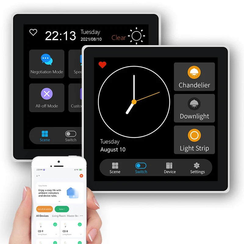 FUERS T3E Smart Control Panel Switch Smart Home Automation System Tuya Switch Scene Panel Intelligent Home Touch Screen Zigbee