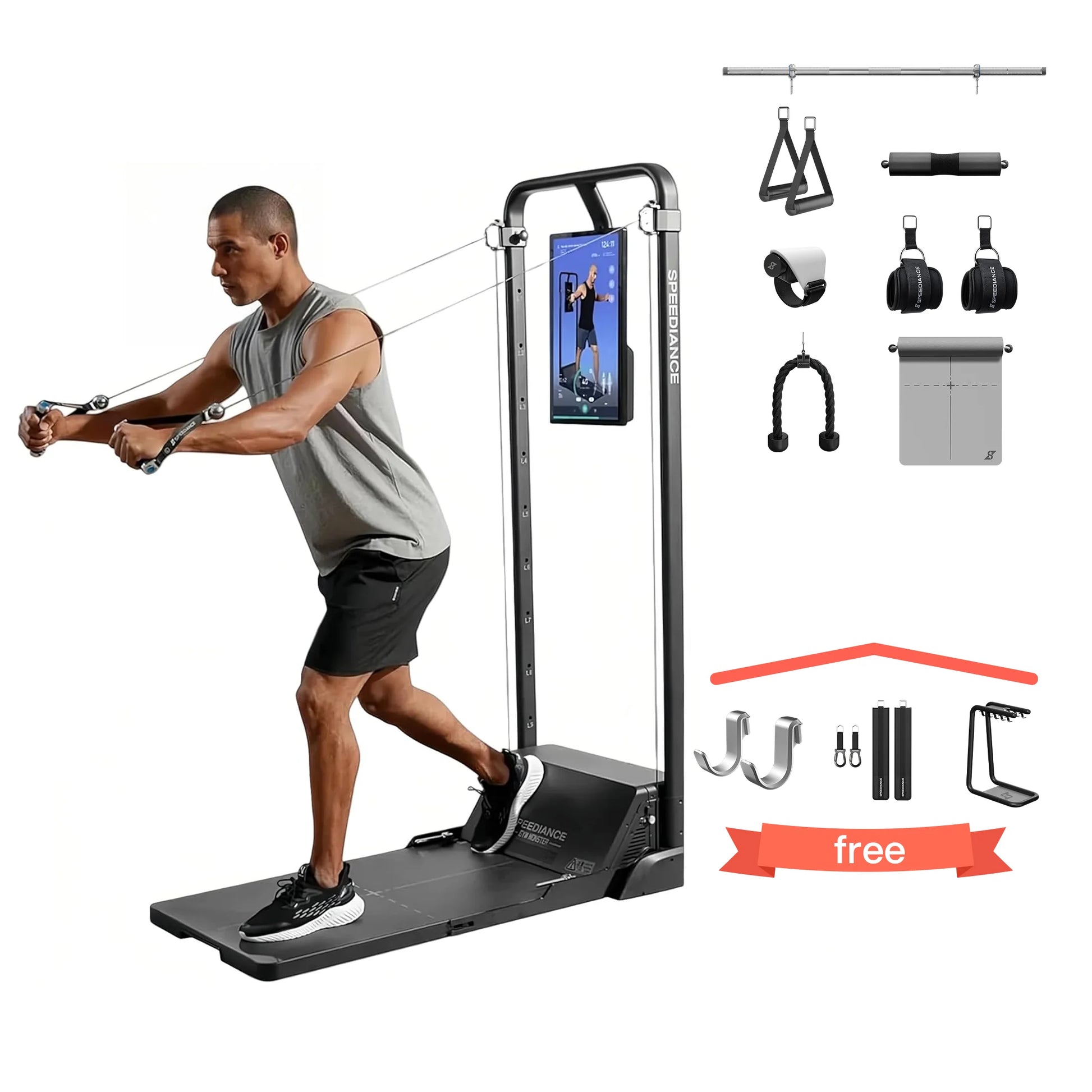 Gym Monster – All-In-One Home Gym Workout Machine with 220LBS Digital Weight, Full Body Strength Training Equipment, No Installation Required