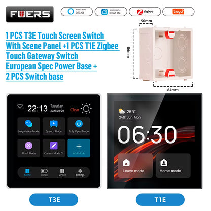 FUERS Tuya Smart Control Panel Switch Smart Home Automation System 3CH Switch Scene Panel Intelligent Home Touch Screen Zigbee