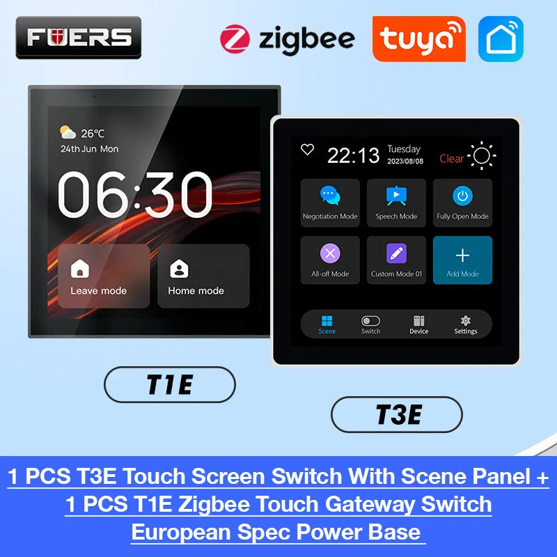 FUERS Tuya Smart Control Panel Switch Smart Home Automation System 3CH Switch Scene Panel Intelligent Home Touch Screen Zigbee