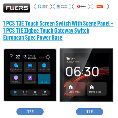 FUERS Tuya Smart Control Panel Switch Smart Home Automation System 3CH Switch Scene Panel Intelligent Home Touch Screen Zigbee