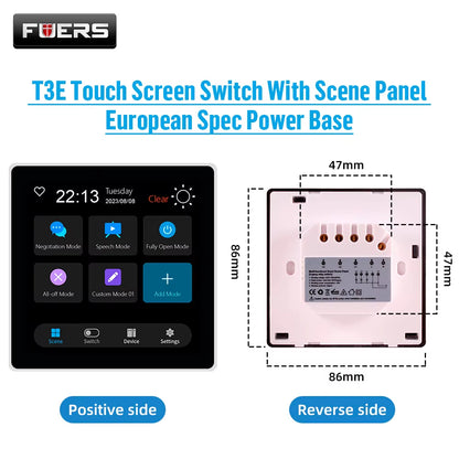 FUERS T3E Smart Control Panel Switch Smart Home Automation System Tuya Switch Scene Panel Intelligent Home Touch Screen Zigbee