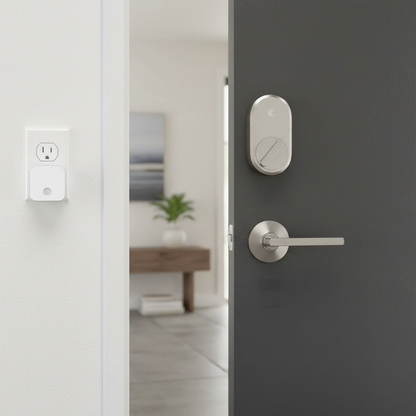 Smart Lock + Connect Wi-Fi Bridge, Satin Nickel, Works with Alexa, Keyless Home Entry from Anywhere