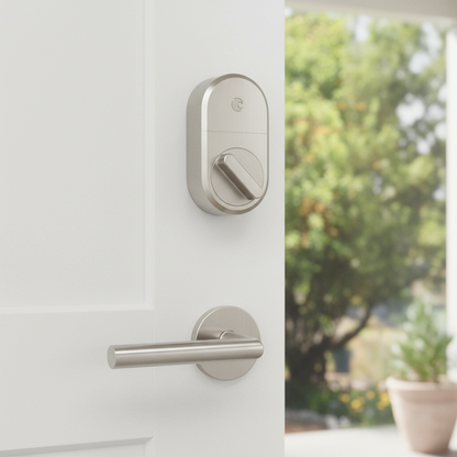 Smart Lock + Connect Wi-Fi Bridge, Satin Nickel, Works with Alexa, Keyless Home Entry from Anywhere