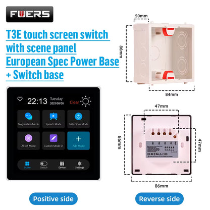 FUERS T3E Smart Control Panel Switch Smart Home Automation System Tuya Switch Scene Panel Intelligent Home Touch Screen Zigbee