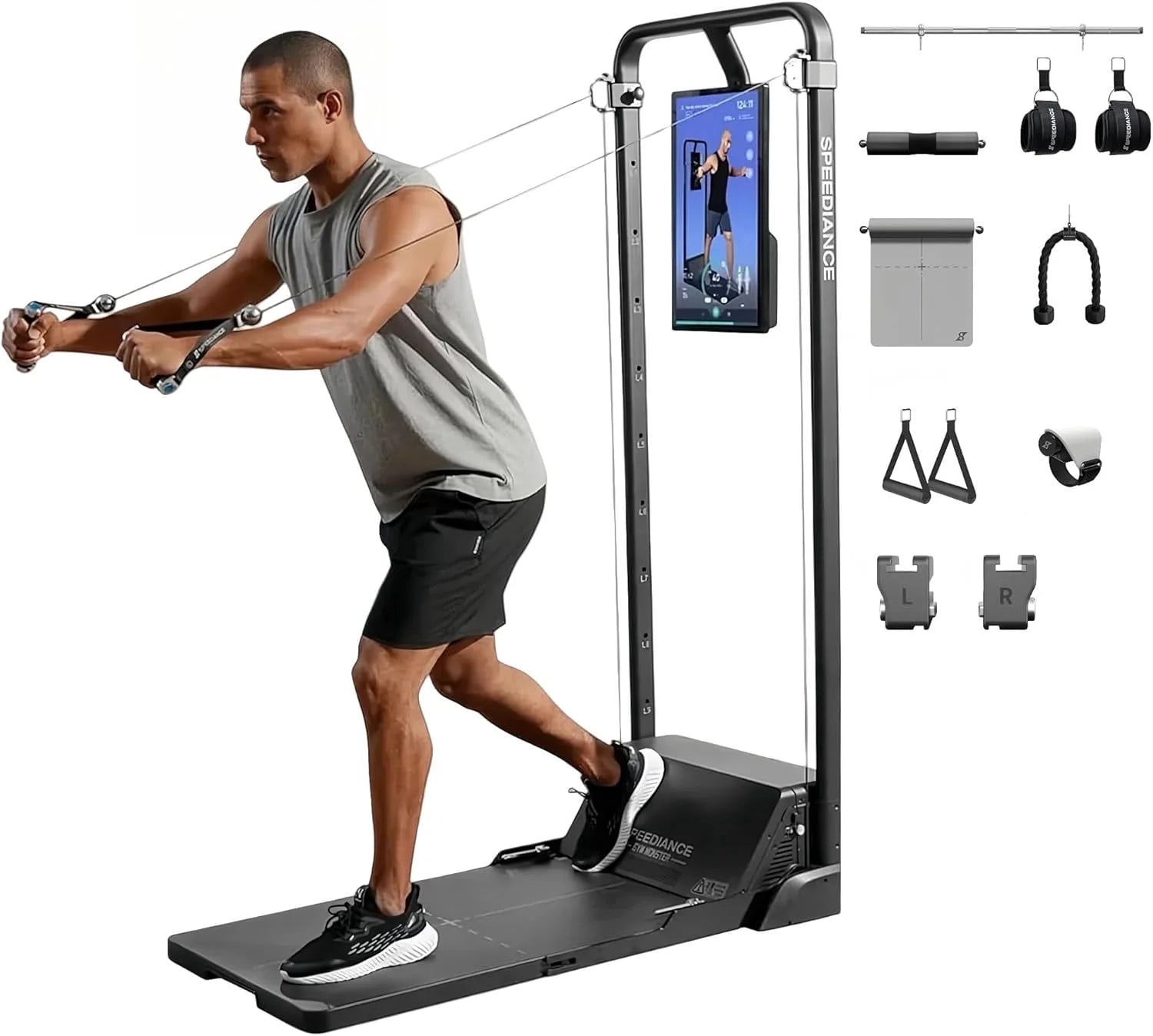 Gym Monster – All-In-One Home Gym Workout Machine with 220LBS Digital Weight, Full Body Strength Training Equipment, No Installation Required