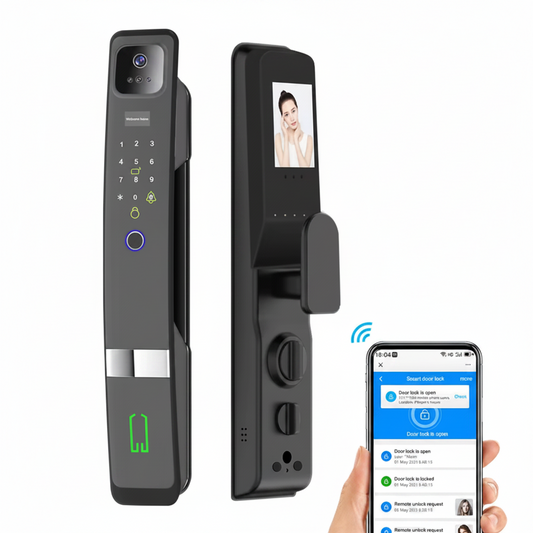 Tuya Wi-Fi Fingerprint 3D Face Recognition Smart Door Lock & Video Doorbell with Camera Wood/Steel Doors Cloud Storage